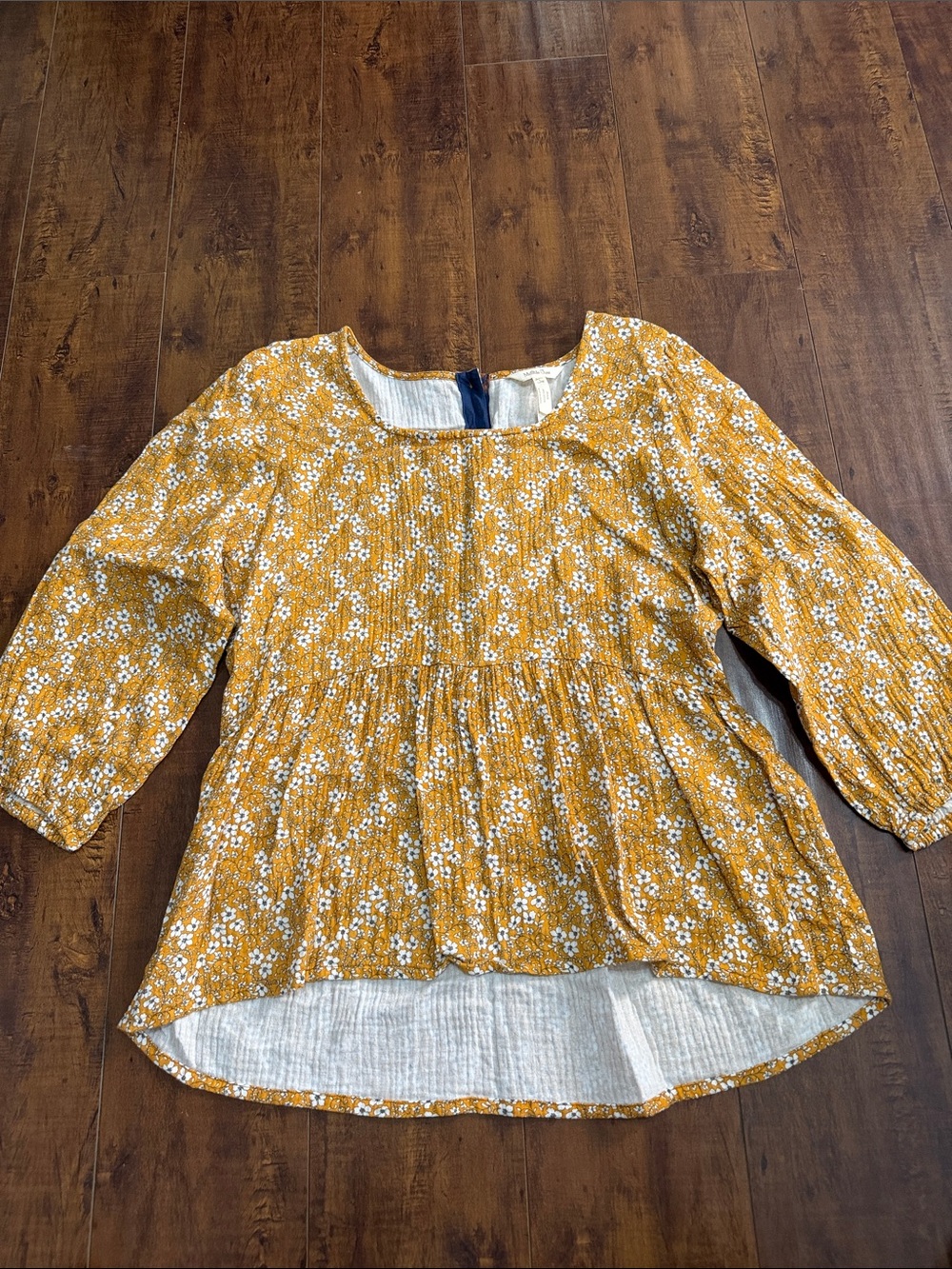 Matilda Jane Mustard Floral Square Neck Peasant Blouse